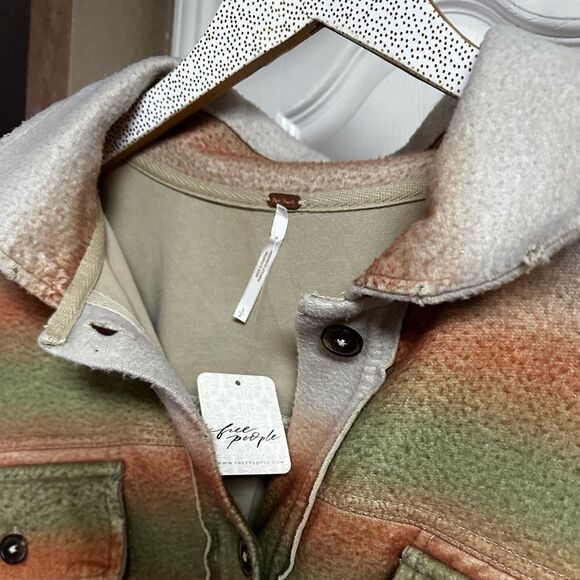 FREE People Ruby Print Shacket Ombre Stripe Marzipan xs, sm,  NWT - Picture 9 of 16